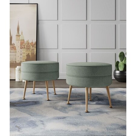 Manhattan Comfort Bailey Ottoman in Sage Green with Gold Feet, 2PK 2-OT003-SG